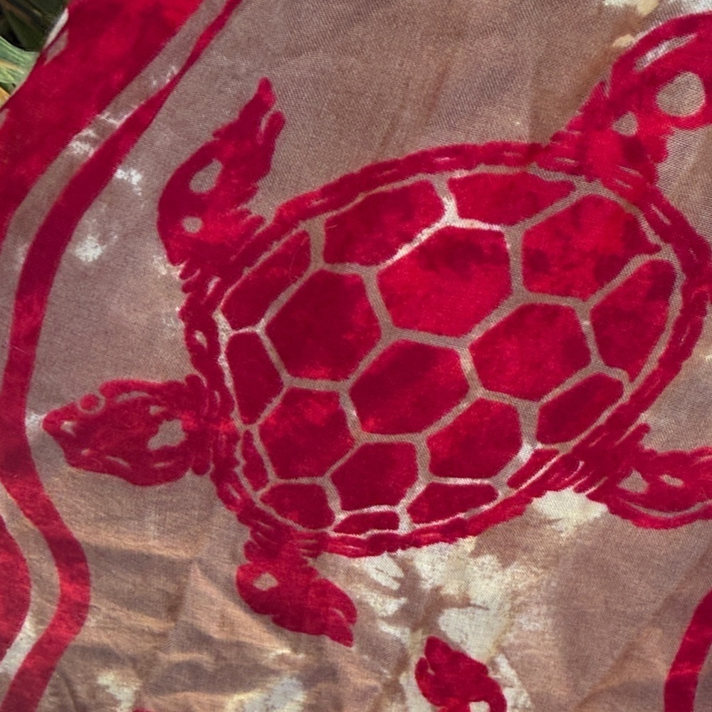 Ladies, wraparound scarf turtle decor has a velveteen feel to the turtles unique